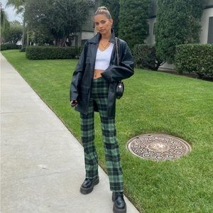 Princess Polly Zara Pant Green Check - size 6